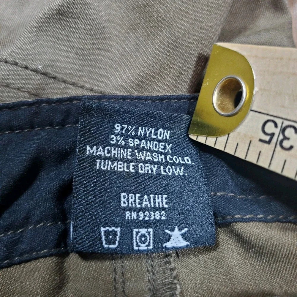 PrAna Pants Men Small Breathe Belted‎ Brown Lightweight Zippered Cargo Pockets